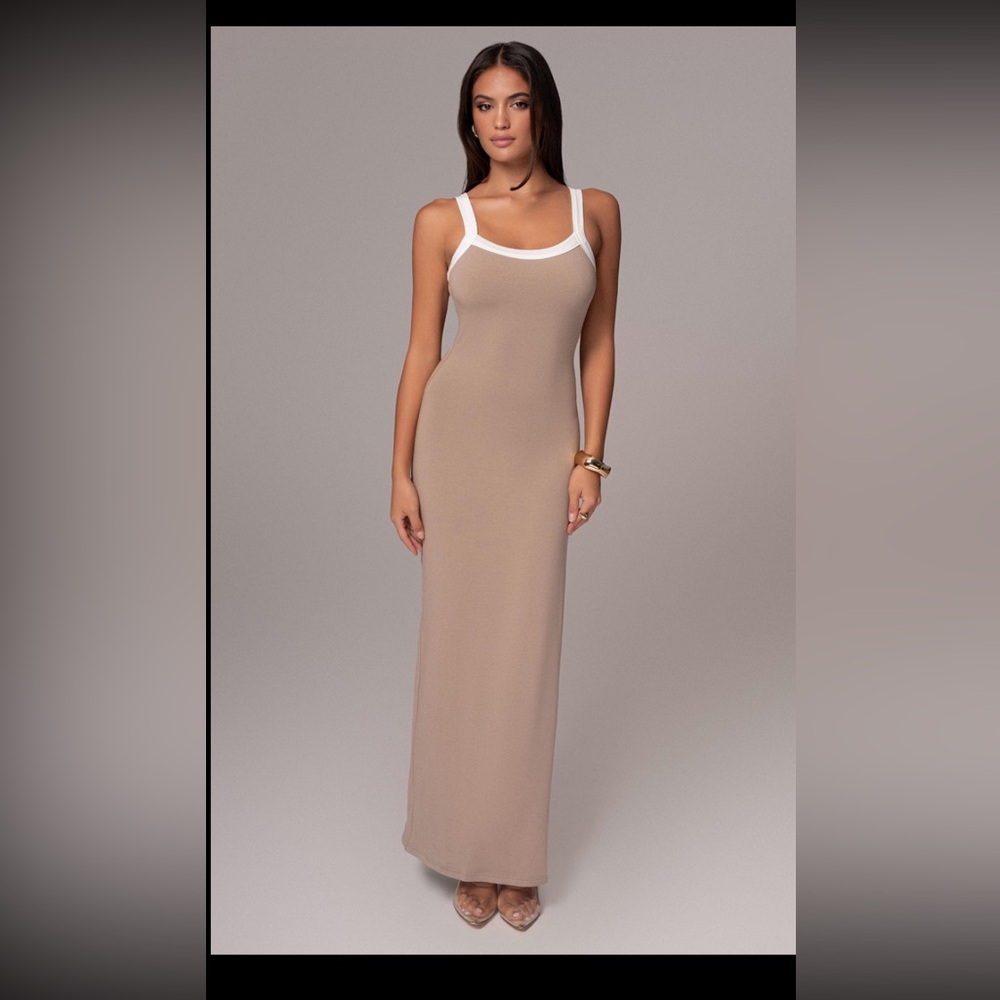 JLUXLABEL Taupe and White Maxi Dress